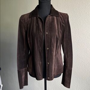 DKNY Brown Suede Jacket Shirt Size S
